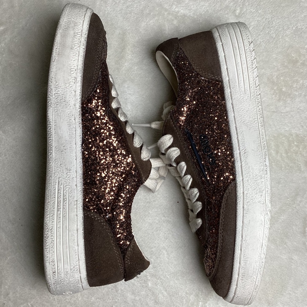 Ghoud Venice Low‑Top Sneakers, Chocolate Brown Glitter/Suede, EU 36, Italian - Picture 5 of 9